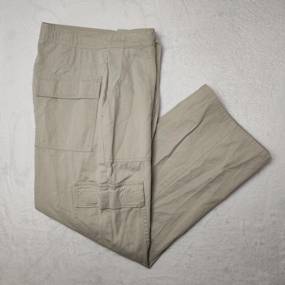 Guess Chinos Pants Mens 34x30 Stone Beige Cargo Pockets Drawstring Waist Cotton